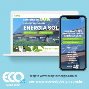 Imagem de       • Site institucional para empresa de venda e instalação de painéis fotovoltaico - Projeto Energia