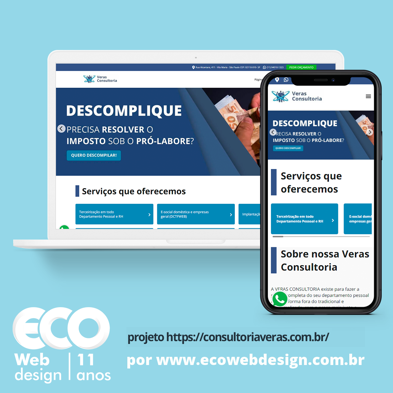 Imagem de    • Site institucional para empresa especializada em Gestão de departamento pessoal.- Veras Consultoria