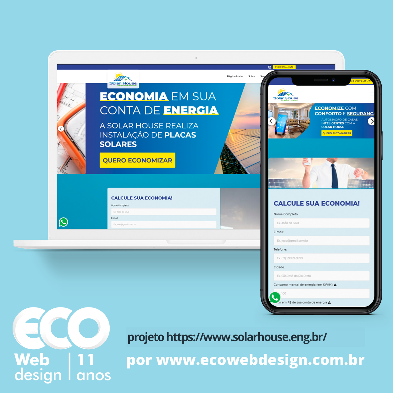Imagem de      • Site institucional para empresa especializada em Instalações Energia Solar e Automação.- SolarHouse