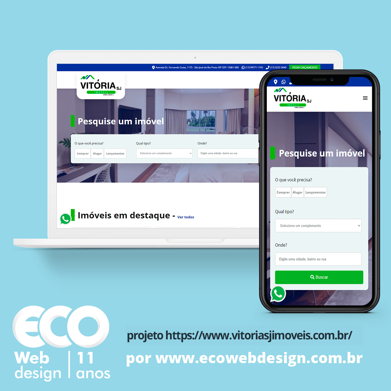 Imagem de       • Site institucional para empresa especializada no setor de imobiliárias, compra e aluga.- VitóriasjImoveis