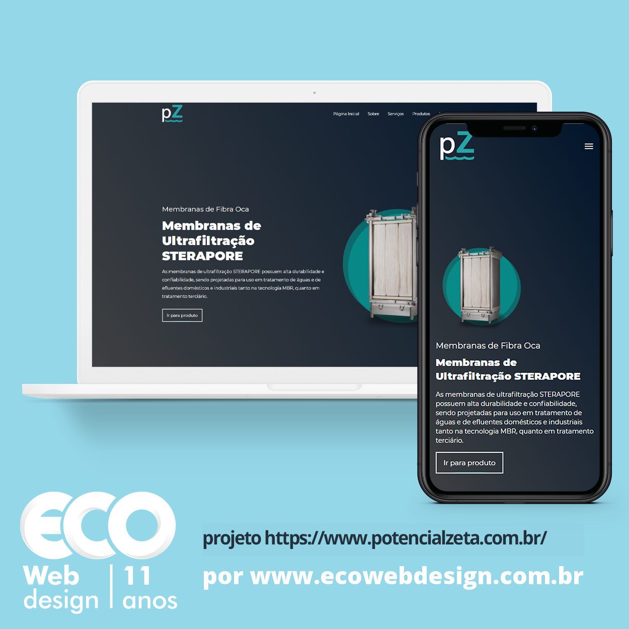 Imagem de   •  Site institucional para empresa especializada em membranas de ultrafiltração para tratamento de aguá. - Potencial Zeta