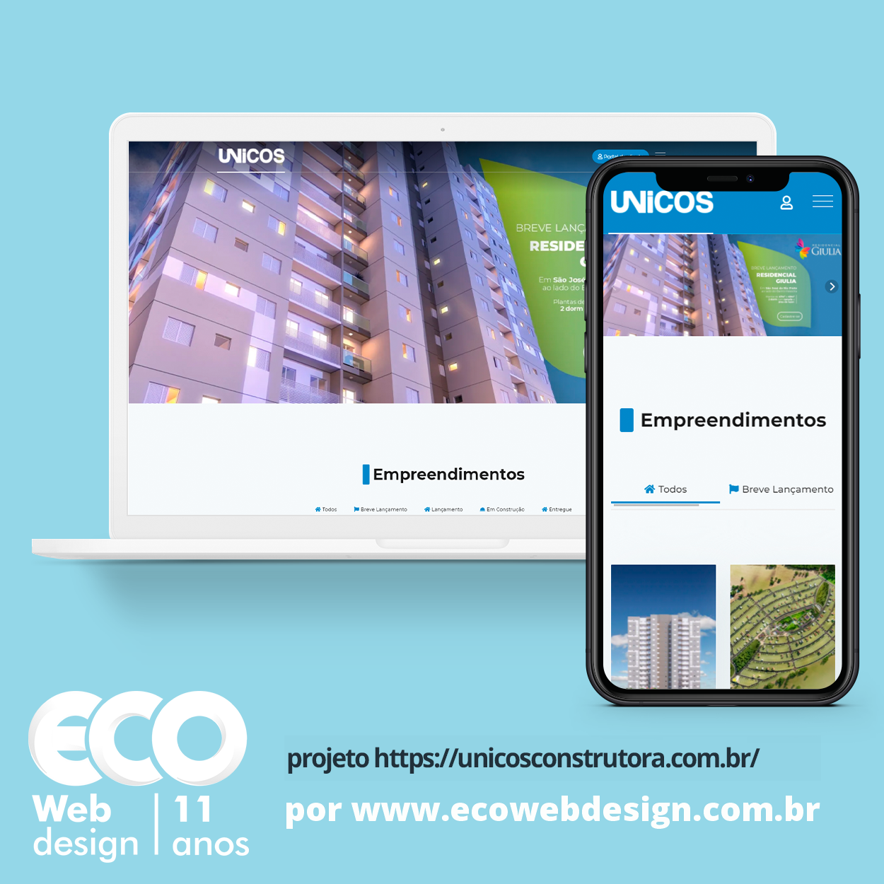 Imagem de    • Site institucional para empresa especializada no Mercado Imobiliario. - Únicos Construtora e Urbanismo