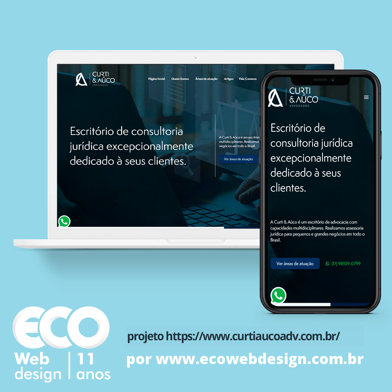 Imagem de       • Site institucional para empresa especializada em fornecer consultoria e assessoria jurídica.- Curti&Aúco