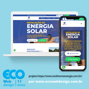 Imagem de   • Site institucional para empresa especializada em instalações de energia solar em residências, comércios e indústrias - Teck Home Energia Solar