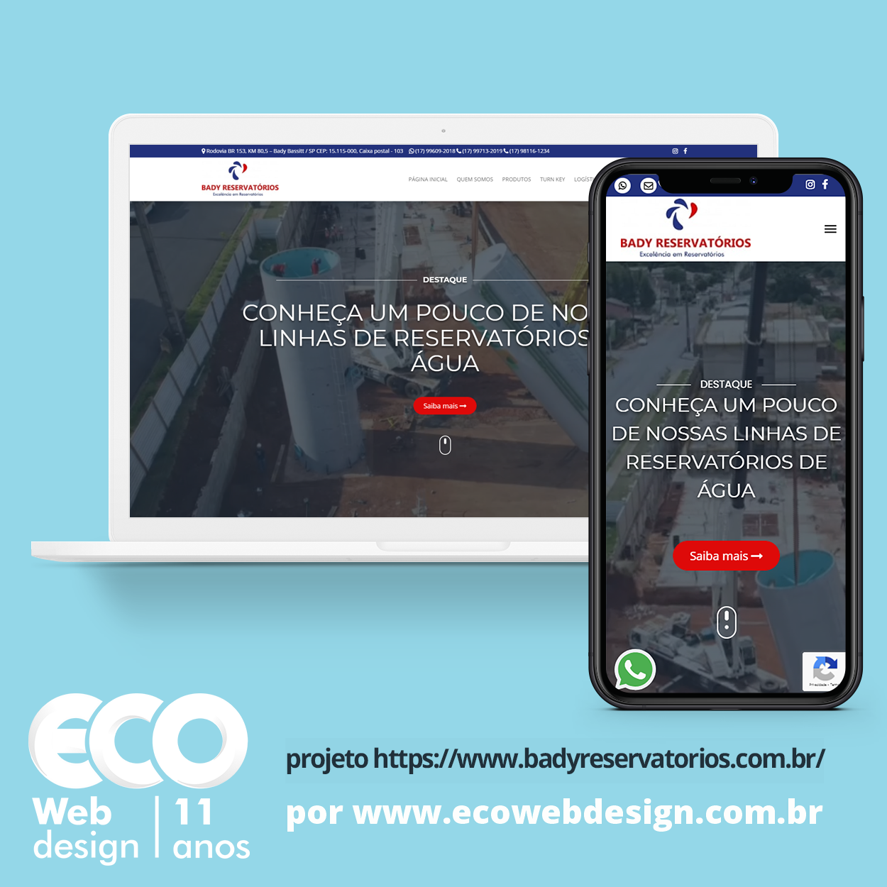 Imagem de  •  Site institucional para empresa especializada em Reservatórios de Água Metalicos. - Bady Reservatórios