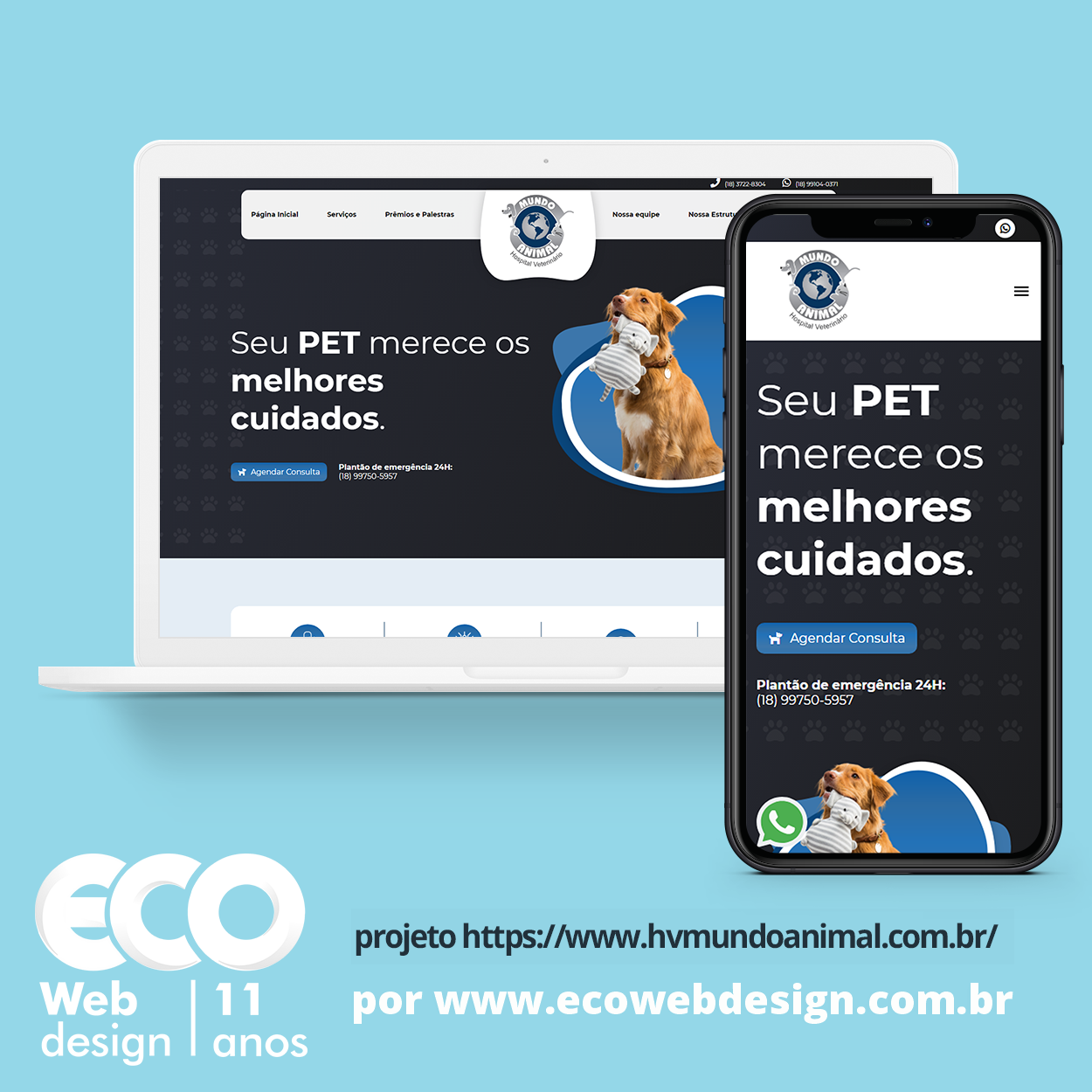 Imagem de  • Site institucional para empresa especializada em atendimento veterinário 24 horas. - HV Mundo Animal