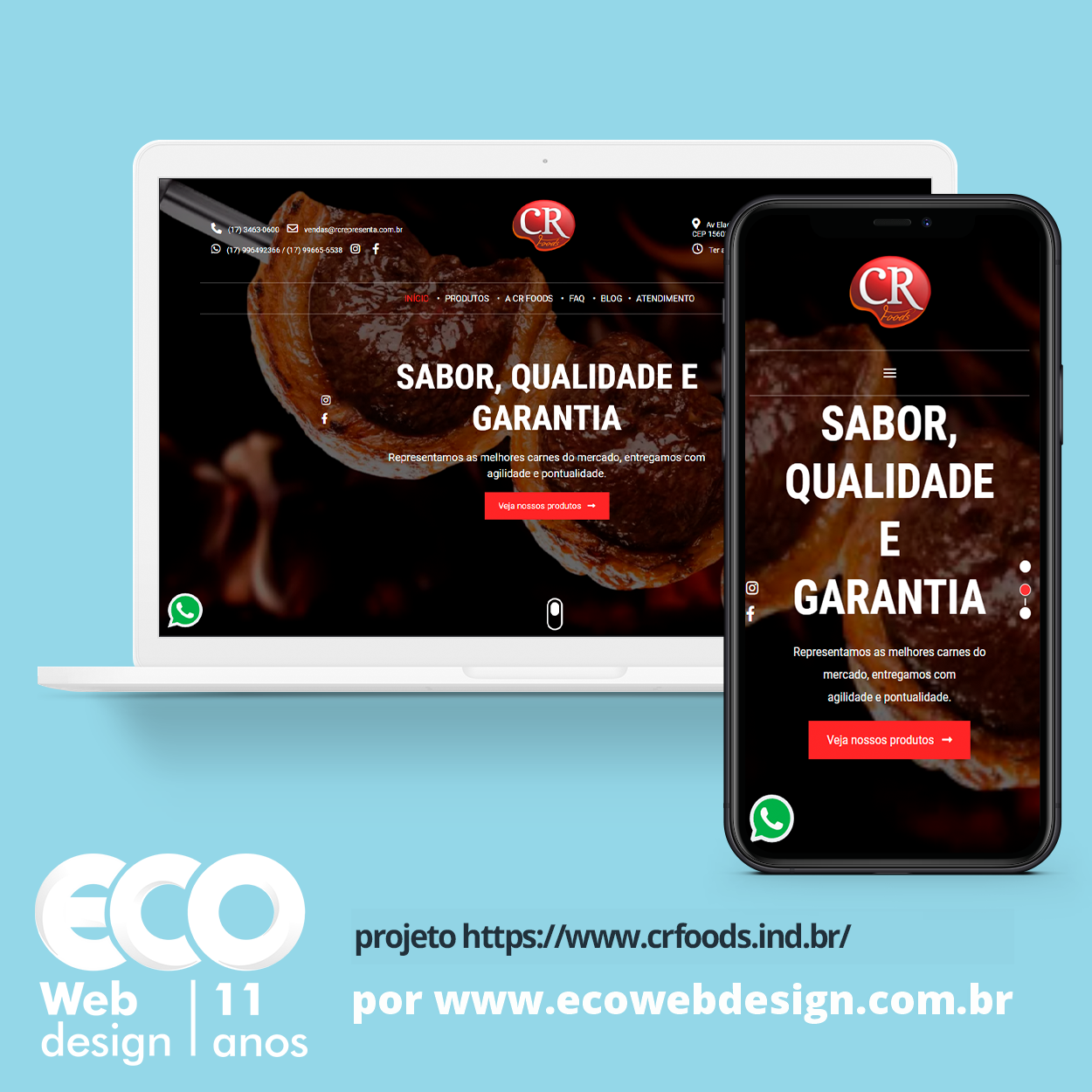 Imagem de      • Site institucional para empresa especializada em fornecer carne dom alto padrão comercial.- CR Foods