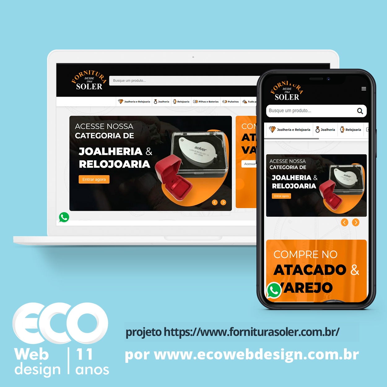 Imagem de       • Site institucional para empresa especializada em fornecer produtos para Joalheria e Relojoaria.- Fornitura Soler