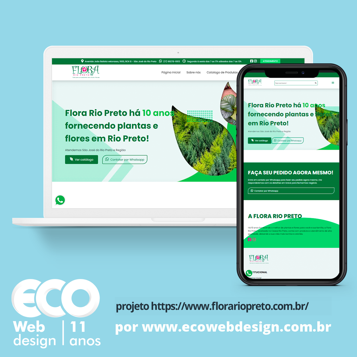 Imagem de      • Site institucional para empresa especializada em fornecer plantas e flores.- Flora Rio Preto