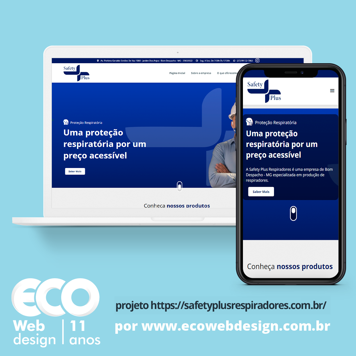 Imagem de      • Site institucional para empresa especializada na produção das máscaras PFF1 e PFF2.- Safety Plus