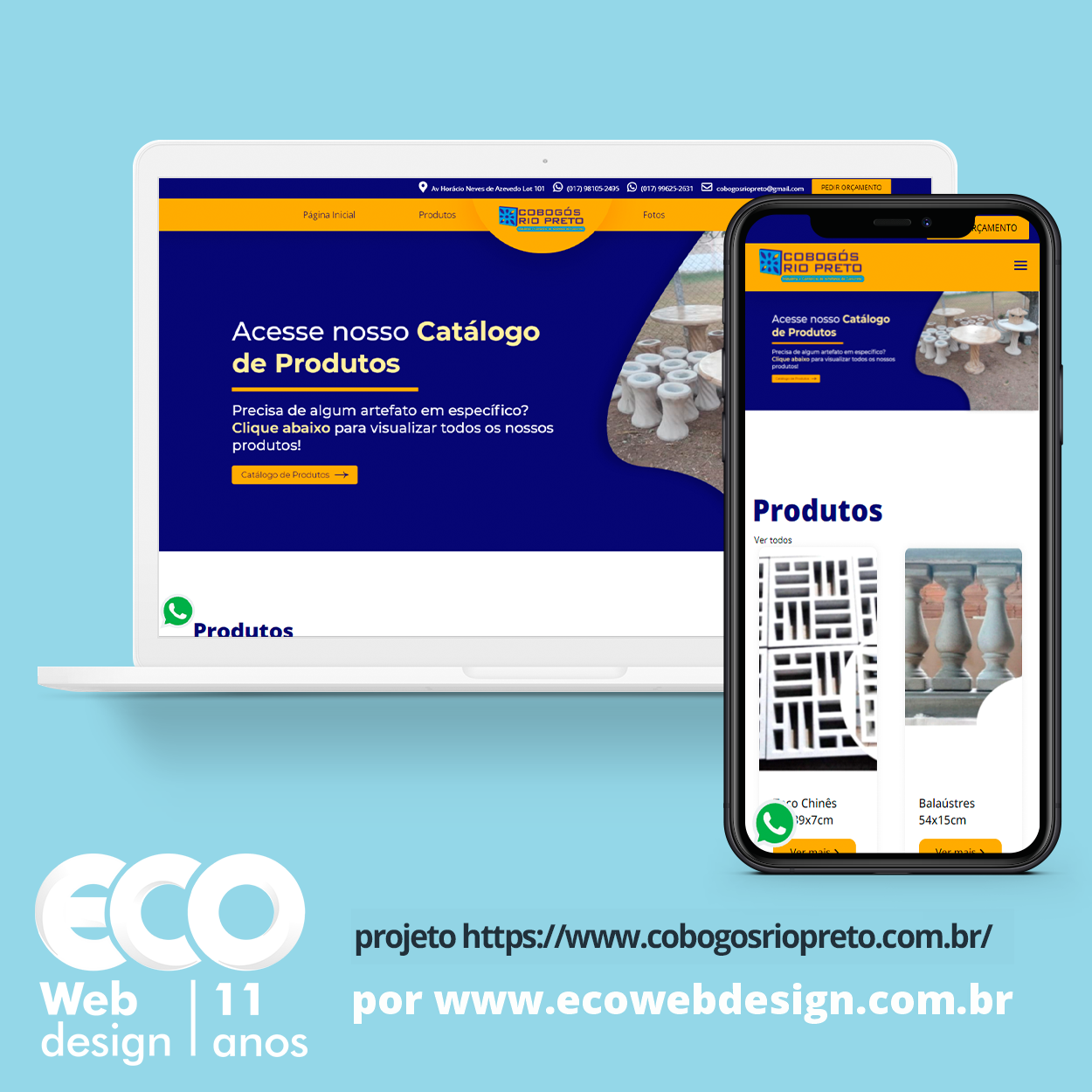 Imagem de      • Site institucional para empresa especializada em realizar e desenvolver artefatos de concreto.- Cobogós Rio Preto