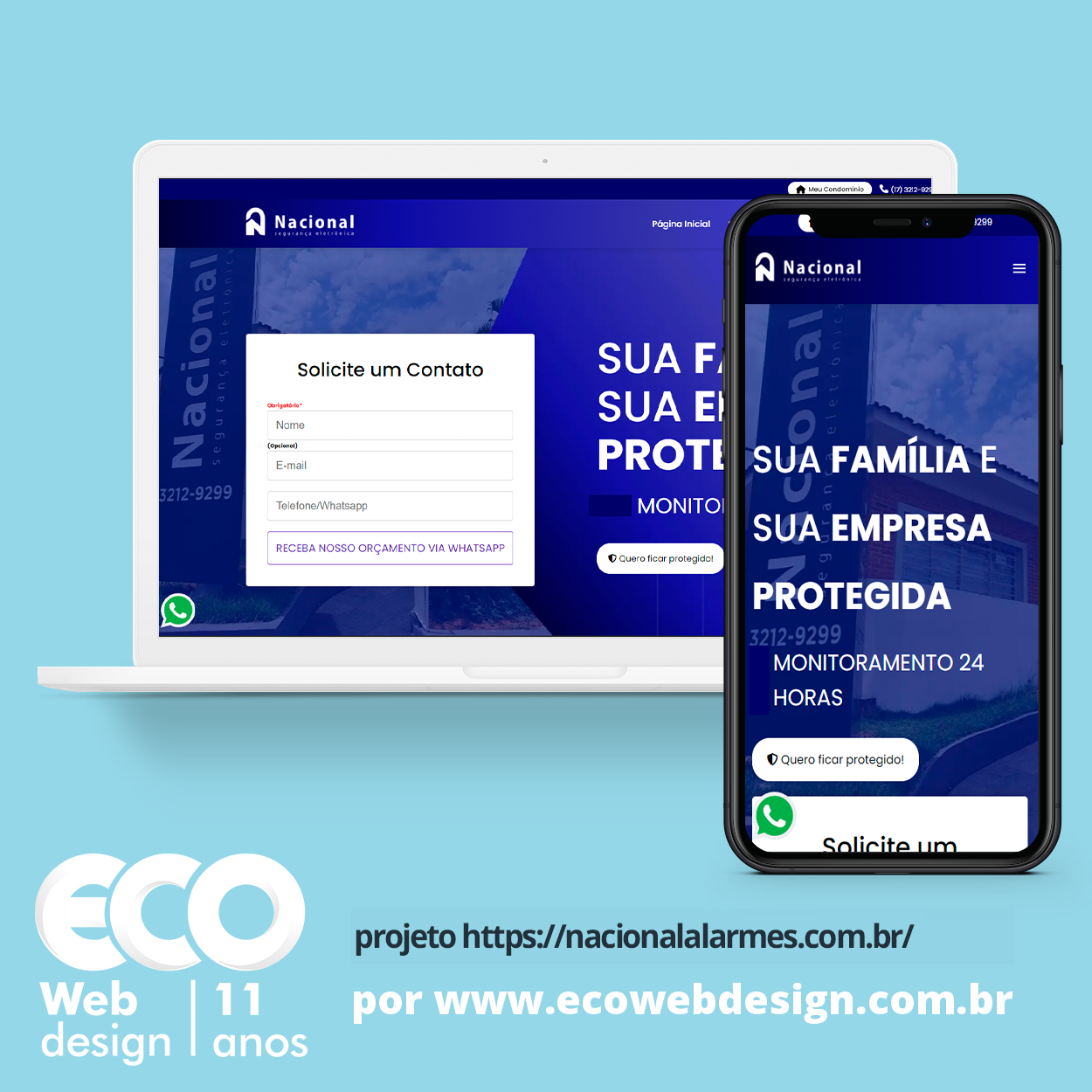 Imagem de       • Site institucional para empresa especializada em Monitoramento 24horas para familia e empresa.- Nacional Alarme