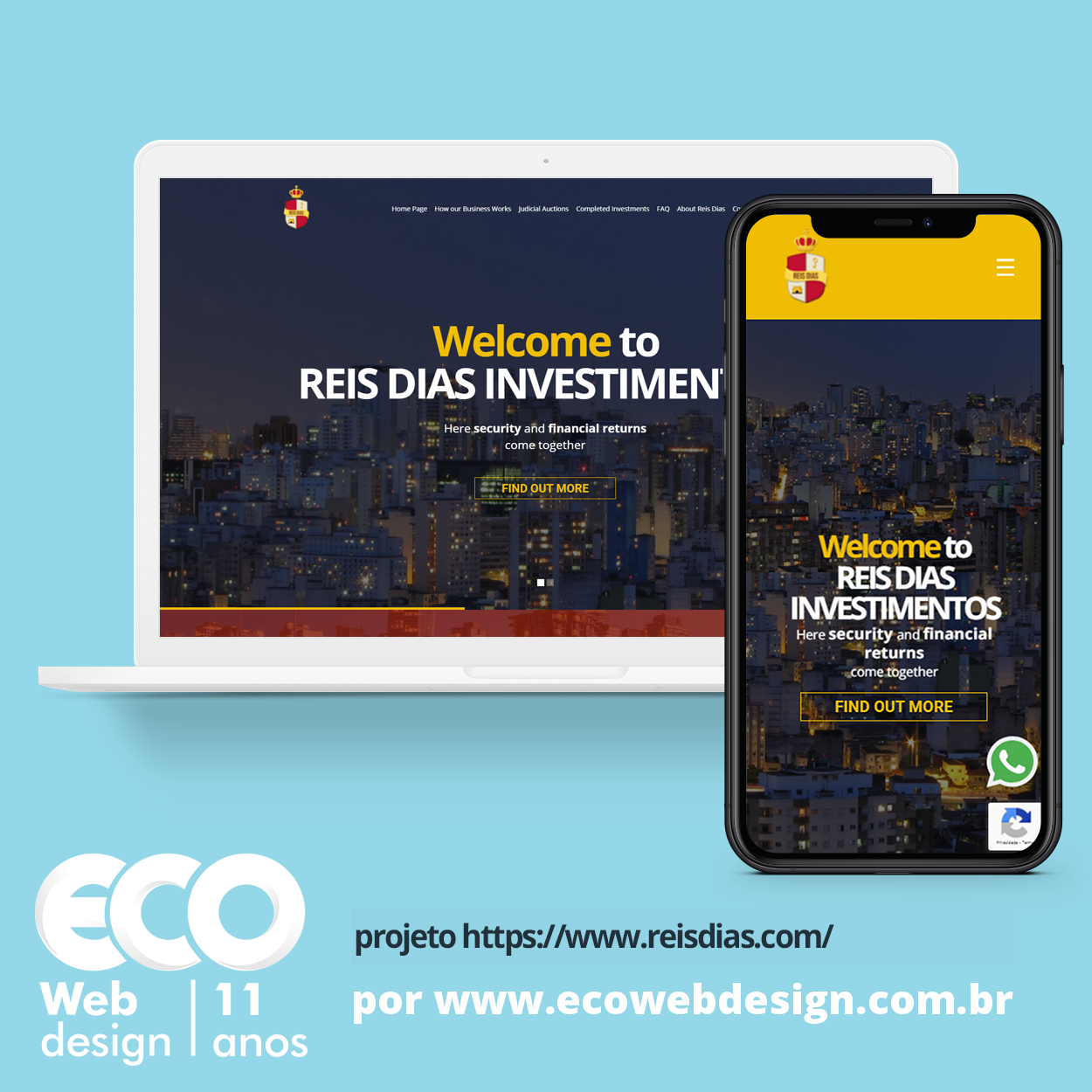 Imagem de  • Site institucional para empresa especializada em leilão de imóveis - Reis Dias - Versão em Ingles