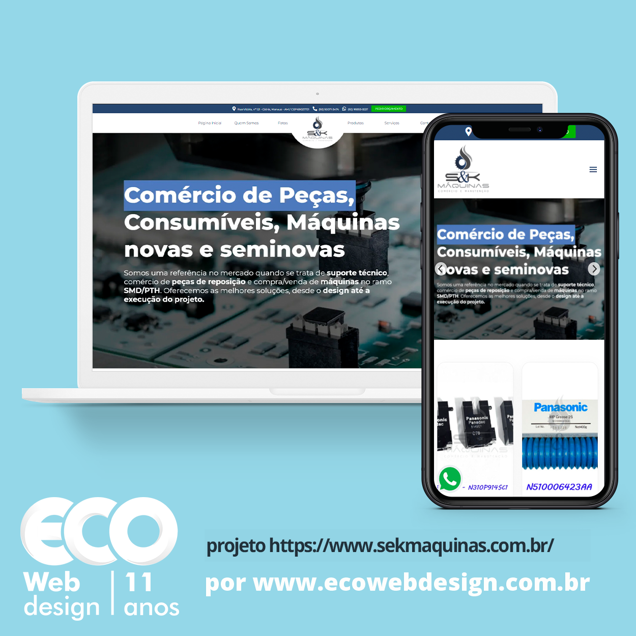 Imagem de      • Site institucional para empresa especializada em suporte técnico, comércio de peças de reposição e compra/venda de máquinas no ramo SMD/PTHo.- S&KMáquinas