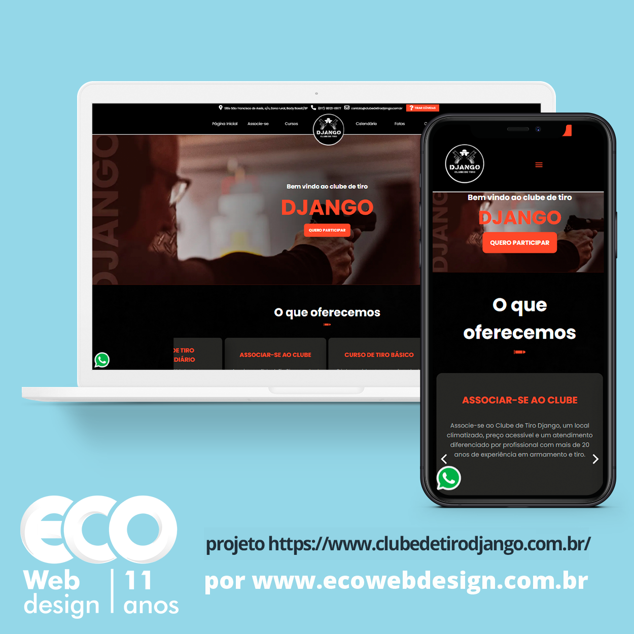Imagem de      • Site institucional para empresa especializada em atendimento diferenciado para armamento e tiro.- Django Clube de TiroDjango Clube de Tiro